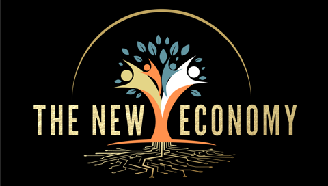 The TNE Coin | The New Economy logo.